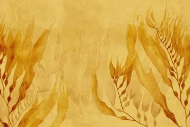 GIN2101 ORO | Carta da parati dorata con foglie